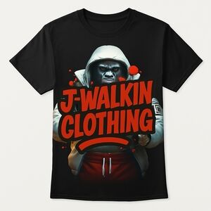 Black Graphic T-Shirt with Red Print